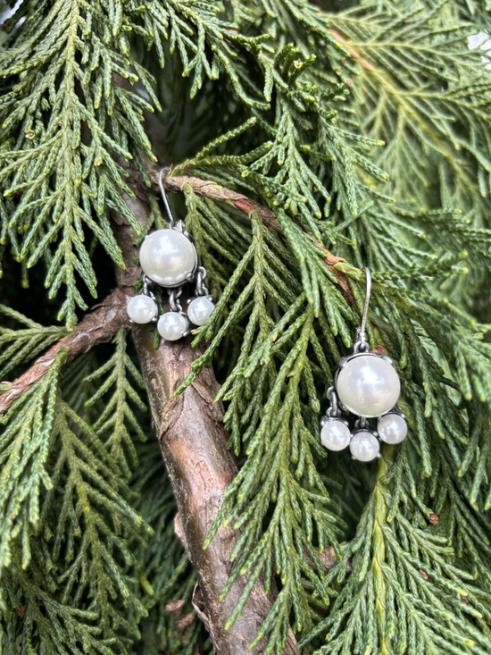 CAbi Jewelry - CAbi White Pearl Cluster Drop Earrings